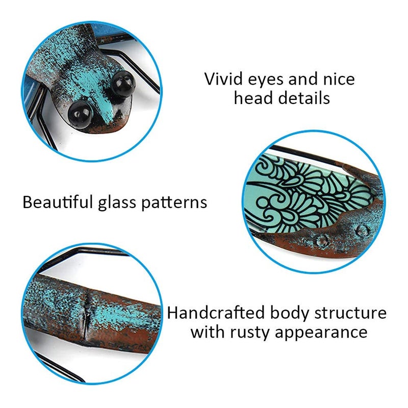 LIFFY Metal Dragonfly Wall Decor - Outdoor Garden Art for Patio, Living Room, Bedroom - Dragonfly Gifts (14inch, Metal & Glass) - Image 2